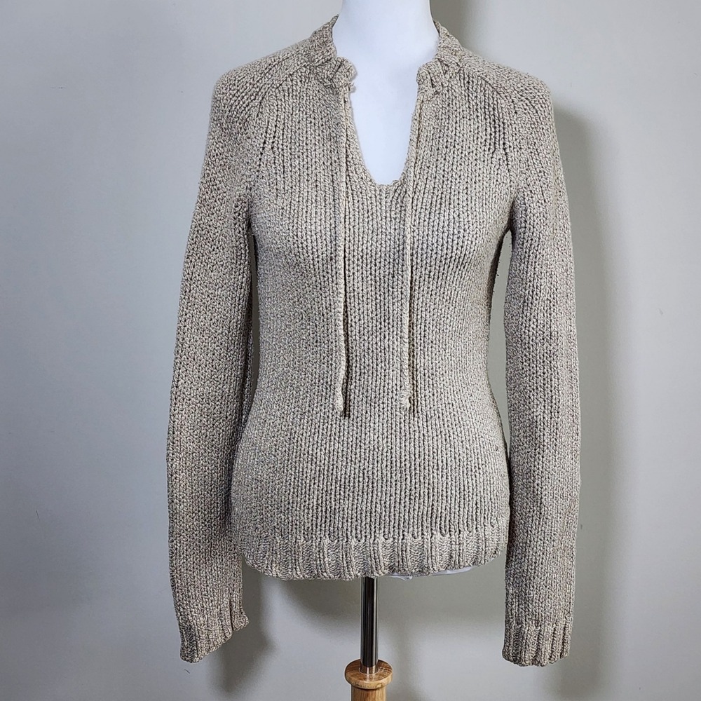 American Eagle Sweater Womens Small Beige Chunky Knit Y2K Boho Earthy Cotton